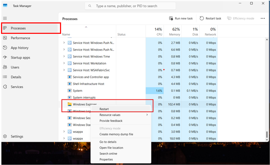 Fix 3: Restart Windows Explorer​