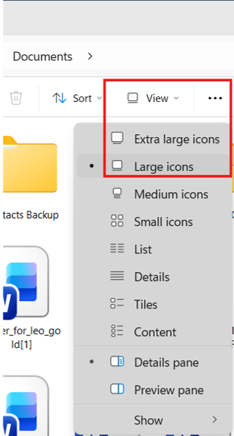 Switch to Large or Extra Large Icons